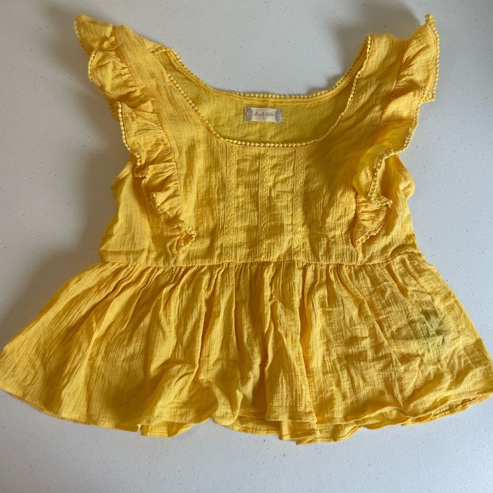 Altar’d State Bright Yellow Top with lace Detail Size Small SKU 51
